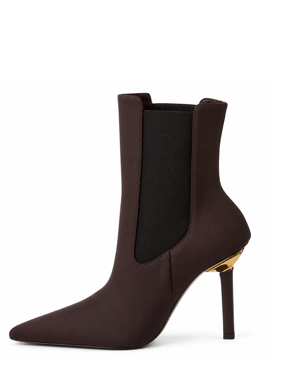 Good American High Kickstand Stiletto Booties Neoprene Chocolate Brown NWB